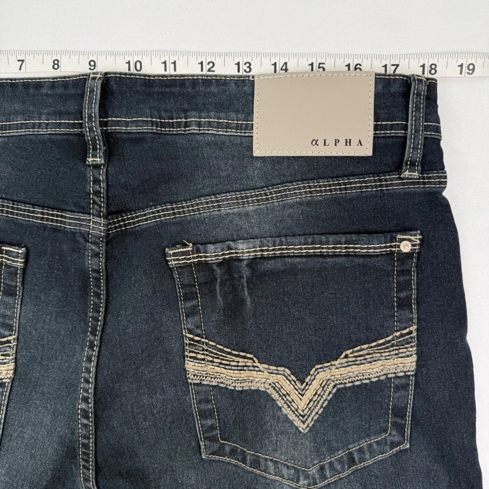 True Rebel Alpha 808 Slim Straight Jeans Mens 36x30 Dark Wash Stretch Denim NEW